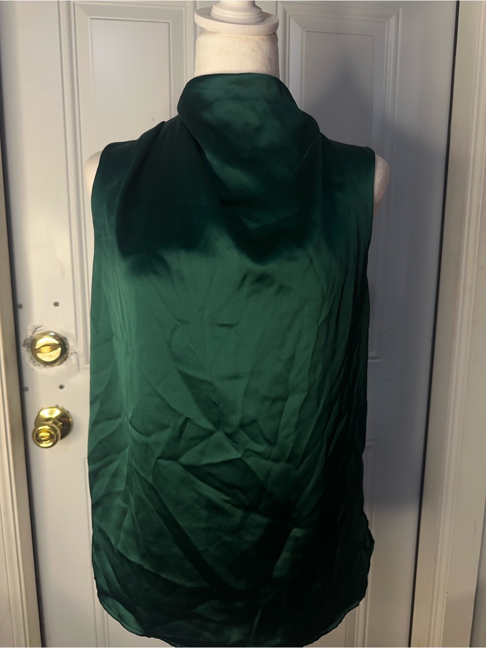 Emerald Green Sleeveless Cowl Neck Blouse
